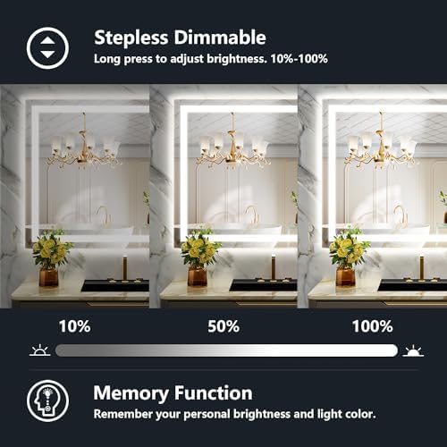 40x30 LED Bathroom Mirror with Lights, Lighted Vanity Mirror - Image 3
