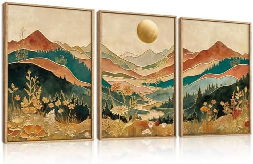 Boho Mountain Colorful Framed Canvas Wall Art -24"x36"x3 - Image 6