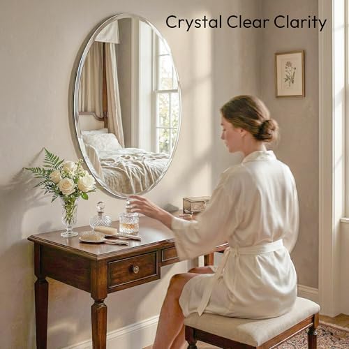 20x28 Inch Oval Frameless Bathroom Mirror - Image 4