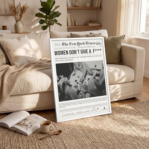 Vintage Black And White Wall Art 16x20in White Framed Trendy Girly Newspaper - Image 6