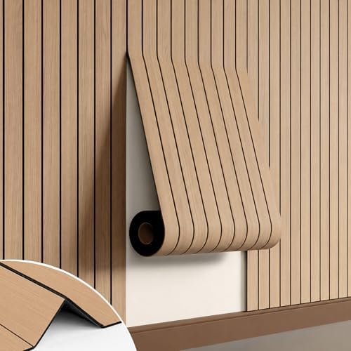 Peel and Stick PVC Slat Wall Panel, 3D Faux Oak, 15.8" x 118" by SmartSolutionsforHome