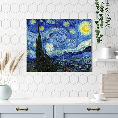1 KINGO Van Gogh Canvas Wall Art Starry Night Landscape Painting 12" x 15" - Image 5