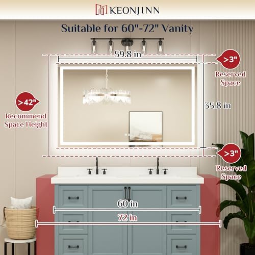 Keonjinn 60x36 Inch LED Bathroom Mirror - Image 6