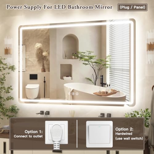 60"x40" LED Bathroom Mirror Anti-Fog Dimmable Wall Mount Vanity Touch - Image 6