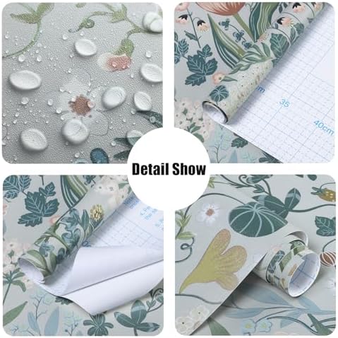 Toduso Peel and Stick Wallpaper Vintage Wall Paper Gray Blue Floral Contact - Image 3