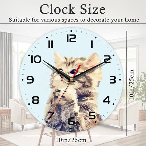Wall Clock, 10 Inch Silent Non-Ticking Home Kitchen Decor, Battery Operated - Image 2