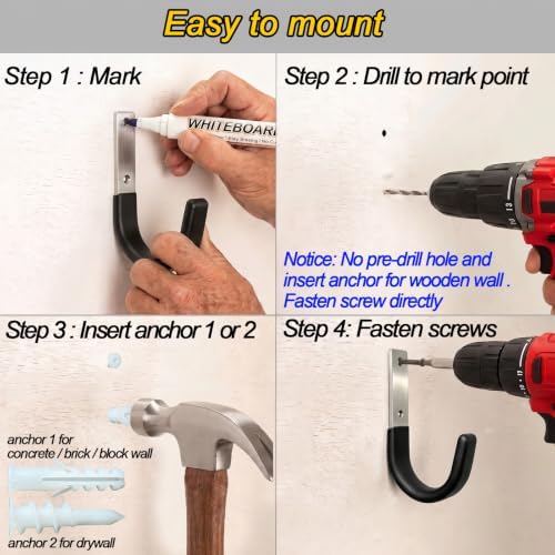 Heavy Duty Wall Hook Kit, Enhanced Garage Wall hooks, Tool Organizer - Image 6