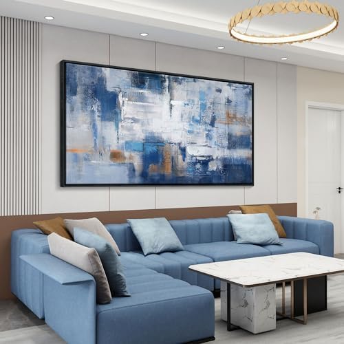 KLAKLA Navy Blue Abstract Canvas Wall Art - Image 2