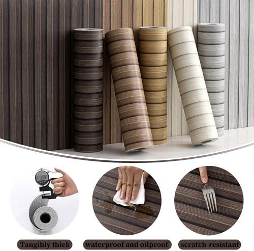 Walnut Peel and Stick Slat Wall Panels, Wood Grain Paneling - Image 5