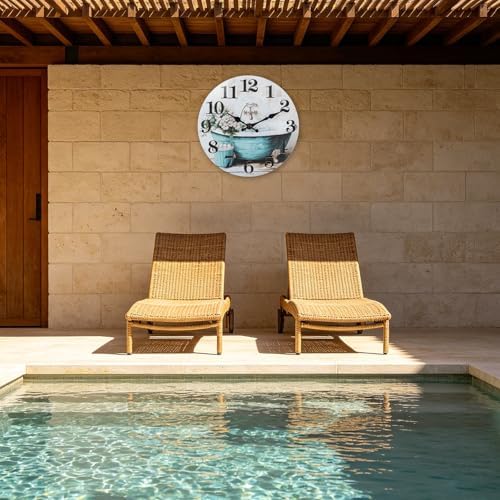 8 Inch Bathroom Wall Clock, Rustic Style Waterproof Glass Shower Wall Clock - Image 5