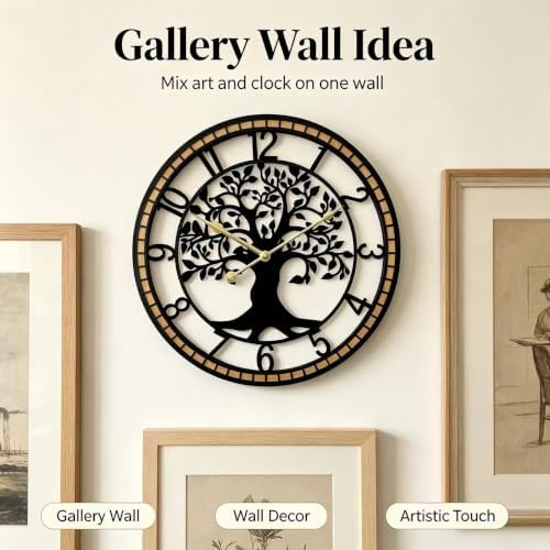 Large Wall Clock for Living Room Decor 24 Inch Tree of Life Metal Wall Art - Image 5