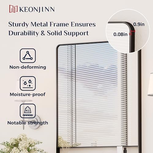 Keonjinn 22 x 30 Inch Black Bathroom Mirror - Image 2