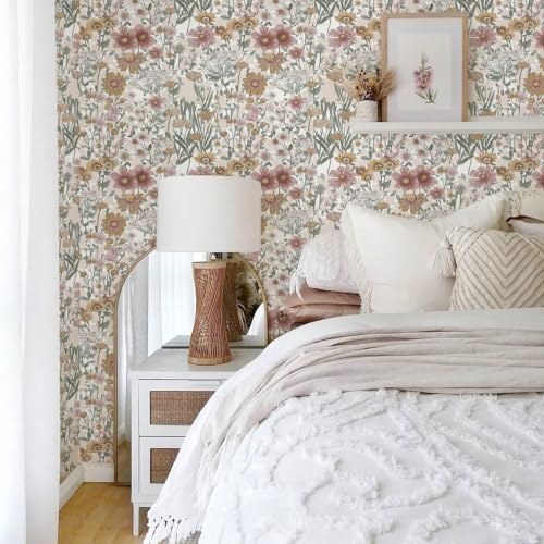 Orainege Vintage Peel and Stick Wallpaper Daisy Floral Wallpaper - Image 2