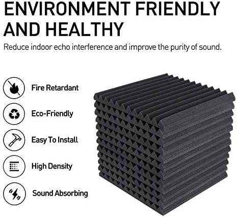 Focusound 24 Pack Acoustic Foam Panels 1" x 12" x 12" Sound Proof Foam Panles - Image 3