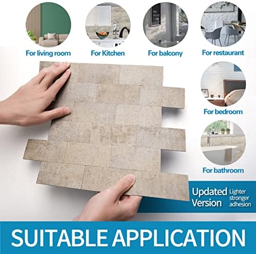 Art3d Peel and Stick Backsplash, Stick on Wall Tile, Stone Beige - Image 4
