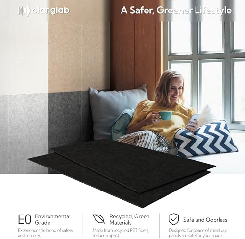 Olanglab Acoustic Wall Panels, 10 Pack, Plain Black - Image 4
