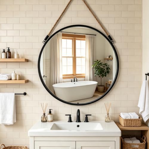 POZINO 24" Round Wall Mirror by POZINOmirrorforyourownhomelivingspace