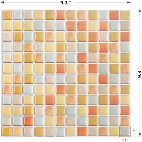 Yoillione 3D Mosaic Tile Sticker Removable Wallpaper Tile Yellow, 3D Self - Image 2