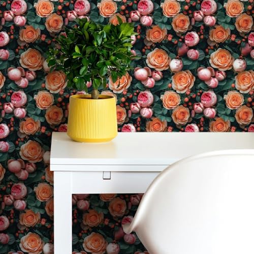 Main Street Peel and Stick Wallpaper Sheets, Fresh Roses - Image 3