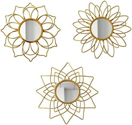 Champagne Gold Round Mirrors for Wall, Decorative Mirrors for Wall Decor by Manortang
