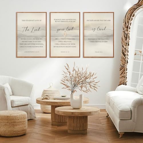 HLNIUC Christian Scripture Framed Wall Art Set of 3, The Lord Your God Is Good - Image 7
