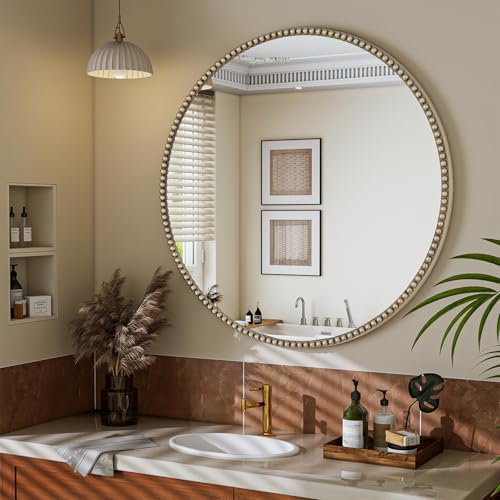 Vintage Round Mirror, 32 Inch Wall-Mounted by VETROVUE
