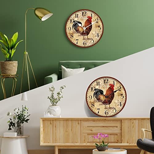 TAHEAT 12 Inch Rooster Wall Clock, Home Sweet Home Farmhouse Decor - Image 5