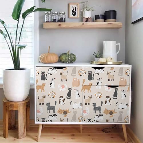 MuralPeel Modern Cute Beige Boho Cat Yarn Animal Pet Peel and Stick Wallpaper - Image 5