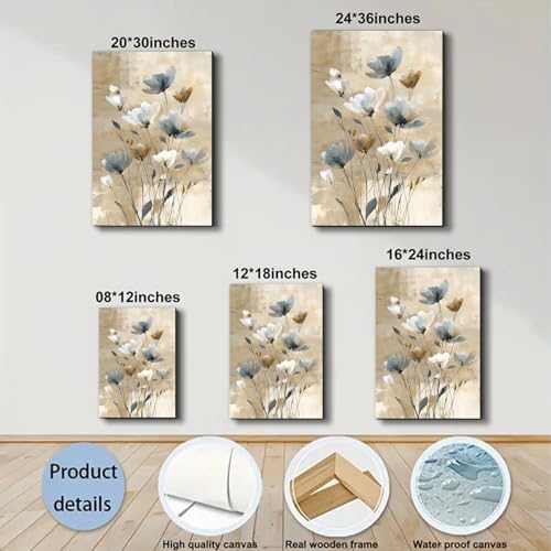 ZERILYN Ship Next Day Neutral Floral Wall Art Canvas Prints Abstract Flower - Image 6