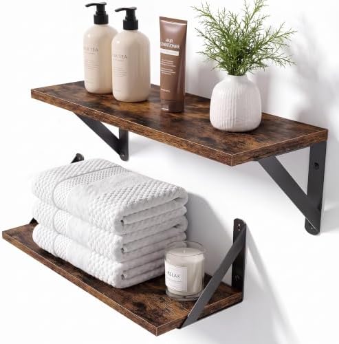 Wall Shelves 6 Inch Deep, Rustic Brown, 16 x 6 Set of 2 by Unknown
