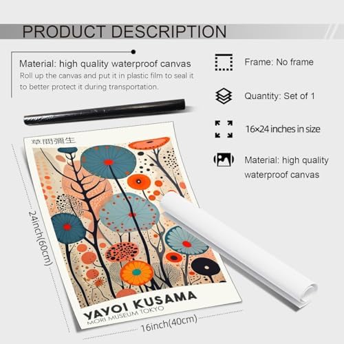 Yayoi. Kusama Wall Art Vintage Japanese Posters Prints Tokyo Aesthetic Painting - Image 2