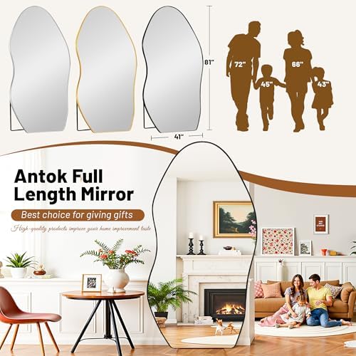 Antok Irregular Full Length Mirror, Standing Hanging Leaning Irregular Mirrors - Image 4