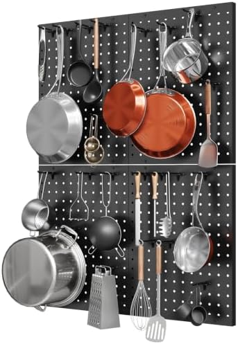 Hencawima Wall Mounted Peg board, 4 Pack Pot and Pan Organizer by Hencawima