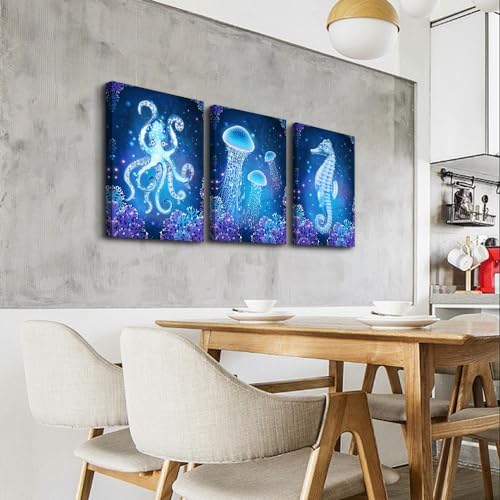 Lapremoly Blue Ocean Animal Seascape Canvas Prints Wall Art Paintings - Image 4
