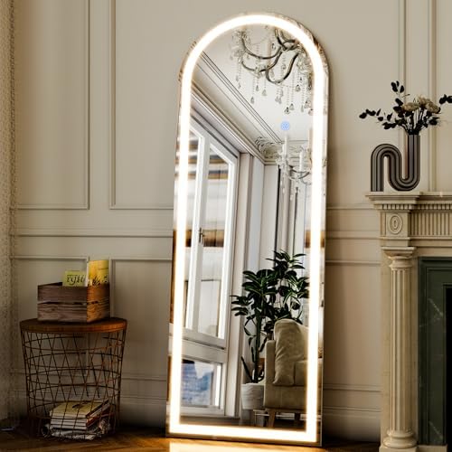 GLSLAND 20"x56" Arched Full Length Mirror LED Lighted Floor Standing Mirror - Image 7