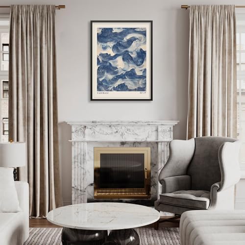 Japanese Blue Waves Wall Art Vintage Oriental Japandi Wabi Sabi Poster 08x10 - Image 6