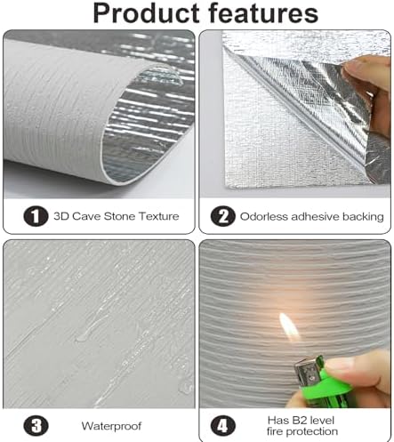 3D Faux Stone Peel and Stick Roll-15.7"x110"Thick PVC Foam Wall Paneling - Image 7