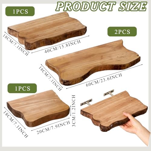 Pinkunn 4 Pcs Solid Live Edge Floating Shelves - Image 3