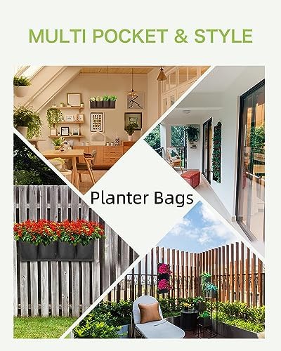 AYNEFY 4Pcs 4 Pocket Hanging Planter Bags, Wall Mounted Reusable Degradable - Image 6