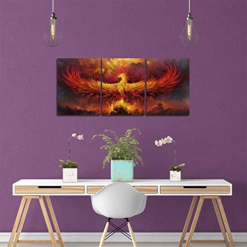 Fire Phoenix Wall Art Prints Volcanic Burning Phoenix Birds Canvas Picture - Image 5