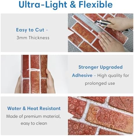 COMSTICKC 3D Peel and Stick Faux Brick Wall Panels - Image 5