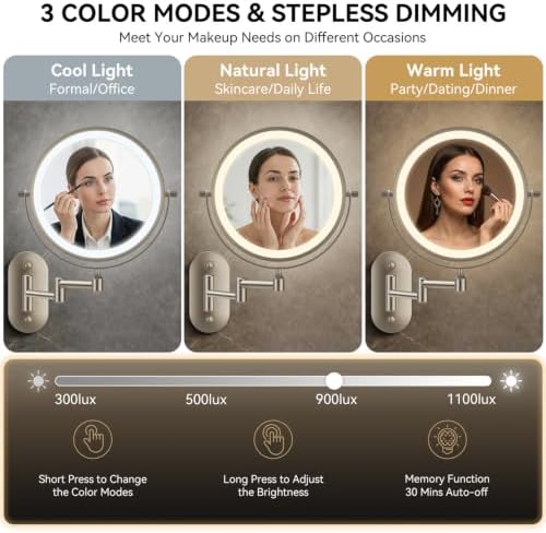 Auxmir 1X/30X Wall Mounted Makeup Mirror - Image 5