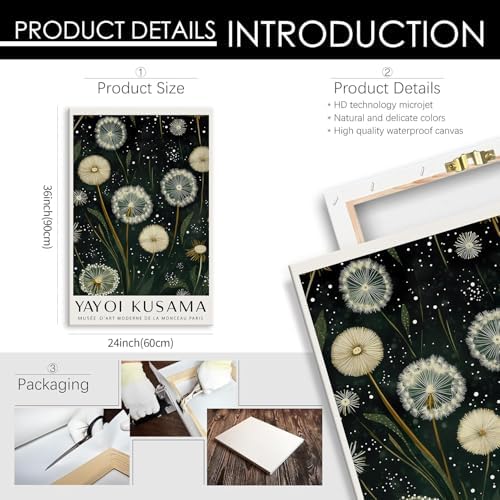 Japanese Green Botanical Flower Poster Vintage Nature Dandelion Wall Art 24X36 - Image 2