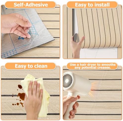 Arthome Peel and Stick Slat Wall Panels 15.7"x360", Self-Adhesive PVC Wood - Image 7