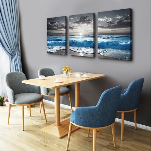 TTHYUEWS Black And White Beach Pictures Large Wall Decor - Image 4
