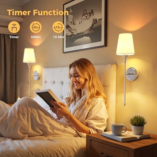 Battery Operated Wall Sconce: Set of 2 Wireless Wall Light 12000mAh - Image 6