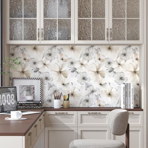 ILHIIOR Beige Floral Peel and Stick Wallpaper Boho 17.5 x787 Inches - Image 7