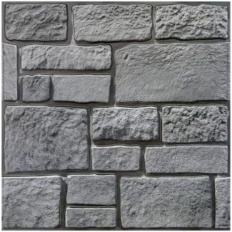 Commomy 3D Faux Stone Peel and Stick Wall Sticker 10 Pcs 11.8" x 11.8" by CommomyDecor