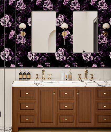 Black Purple Vintage Floral Peel and Stick Wallpaper 17.5" x 118" - Image 7