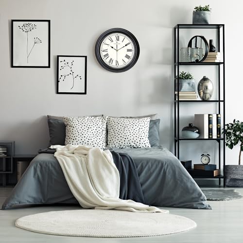 Lafocuse 12 Inch Analog Retro Black Wall Clocks Roman Numerals - Image 5